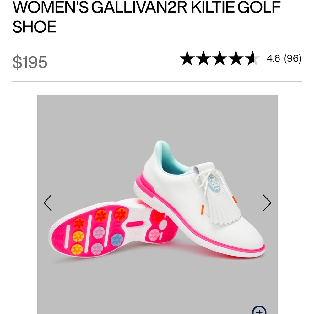 G/FORE Women's Gallivan2R Kiltie Golf Shoe - White and Pink Accents